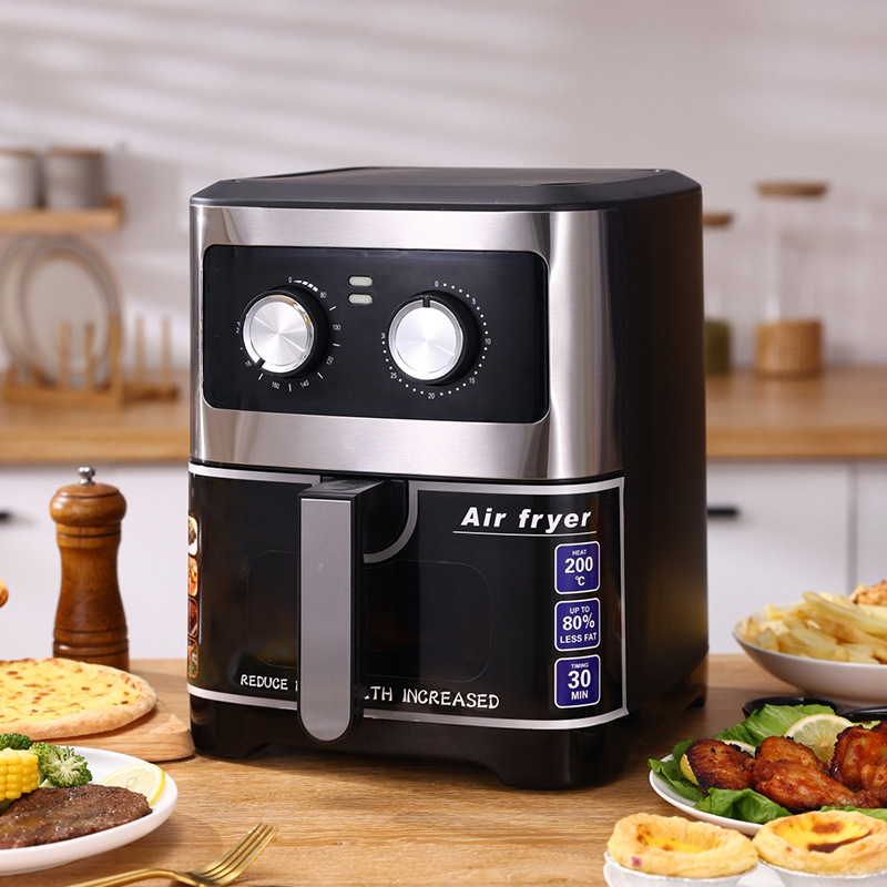 Intelligent Modern 6.8L Large-Capacity Stainless Steel Air Fryer Visual Household Electric Grill Multi-Functional for Car Cooks
