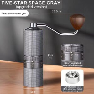 7 Stars SS Burr External Adjustment Al-Alloy 420 Mini Small Hand Portable Manual Coffee Grinder