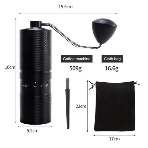 7 Stars SS Burr External Adjustment Al-Alloy 420 Mini Small Hand Portable Manual Coffee Grinder - Image 4