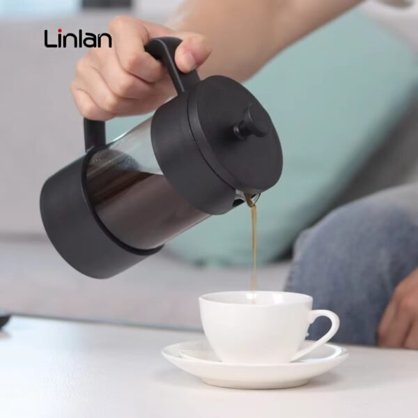 Linlan Black Color Heat Resistant High Borosilicate Glass French Press Pot Coffee Tools French Press - Image 5