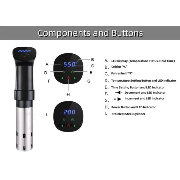 Sous Vide Cooker Immersion Circulator with App Control, Sous Vide Machines Accurate Temperature Control, LCD Touch Screen Ultra-Quiet for Home Chefs, Cooking - Image 4