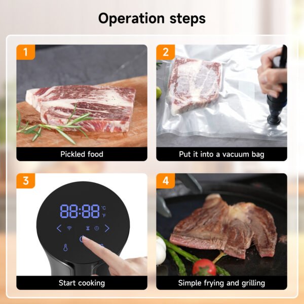 Sous Vide Cooker Immersion Circulator with App Control, Sous Vide Machines Accurate Temperature Control, LCD Touch Screen Ultra-Quiet for Home Chefs, Cooking - Image 6