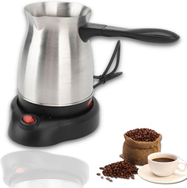 Electric Turkish Coffee Maker Machine, 600ML Stainless Steel Greek Turkish Coffee Pot with Anti Scald Handle, Heating Tea Maker Kettle for Arabic Tea Milk - Image 2