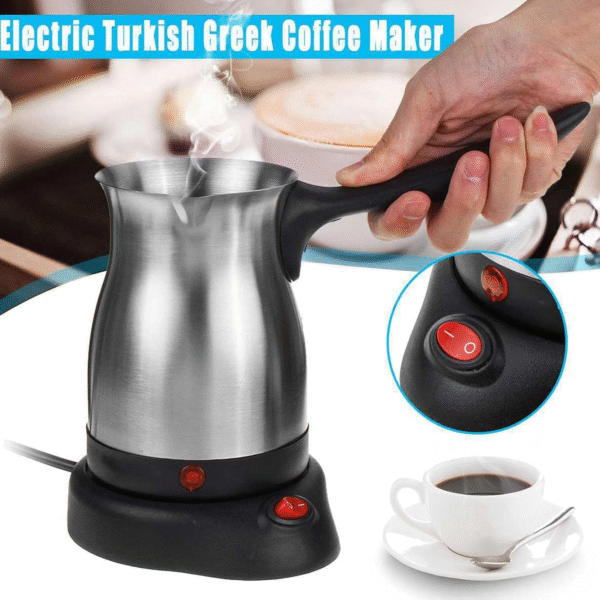 Electric Turkish Coffee Maker Machine, 600ML Stainless Steel Greek Turkish Coffee Pot with Anti Scald Handle, Heating Tea Maker Kettle for Arabic Tea Milk - Image 7