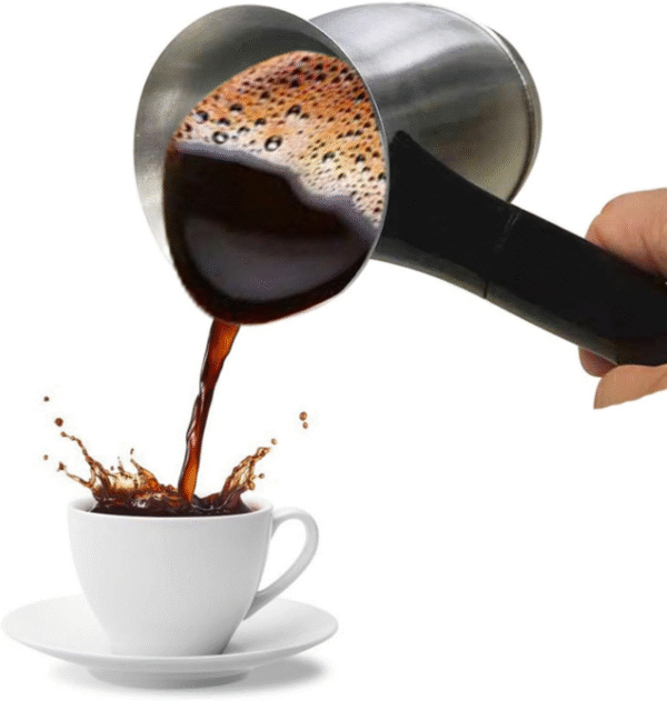 Electric Turkish Coffee Maker Machine, 600ML Stainless Steel Greek Turkish Coffee Pot with Anti Scald Handle, Heating Tea Maker Kettle for Arabic Tea Milk - Image 3