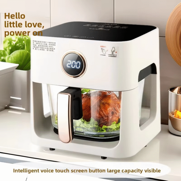 5L New Digital Stainless Steel Oil Free Fryer Electric Deep Fryer Smart Rapid Air Fryer 6-liter Visible Glass Pot - Image 2