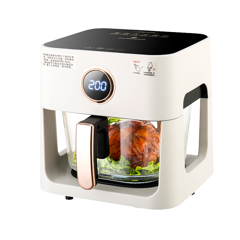 5L New Digital Stainless Steel Oil Free Fryer Electric Deep Fryer Smart Rapid Air Fryer 6-liter Visible Glass Pot