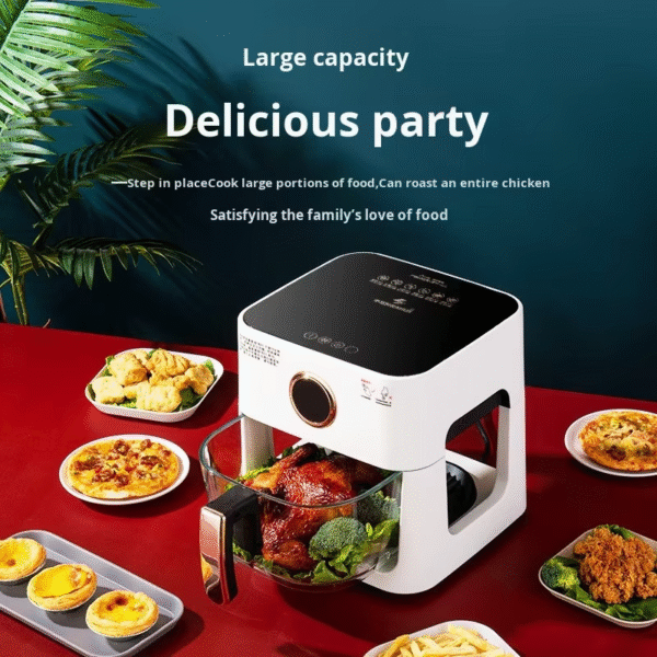 5L New Digital Stainless Steel Oil Free Fryer Electric Deep Fryer Smart Rapid Air Fryer 6-liter Visible Glass Pot - Image 3