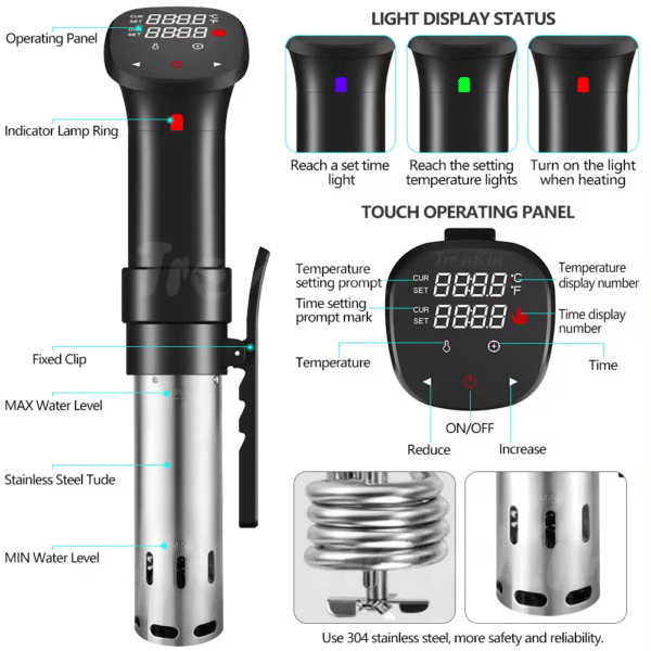 Sous Vide,Sous Vide Machines 1100W, Ultra-quiet Wifi Connect App Control with Recipe Fast-Heating Immersion Circulator - Image 3