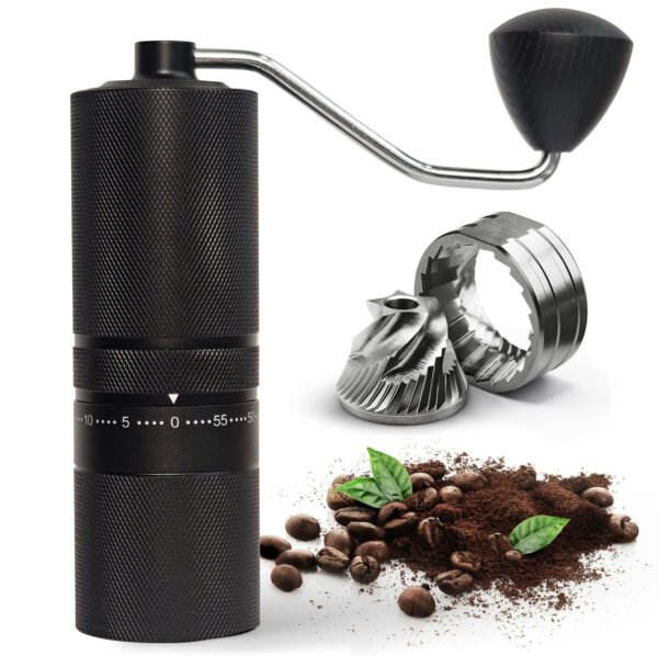 7 Stars SS Burr External Adjustment Al-Alloy 420 Mini Small Hand Portable Manual Coffee Grinder - Image 6