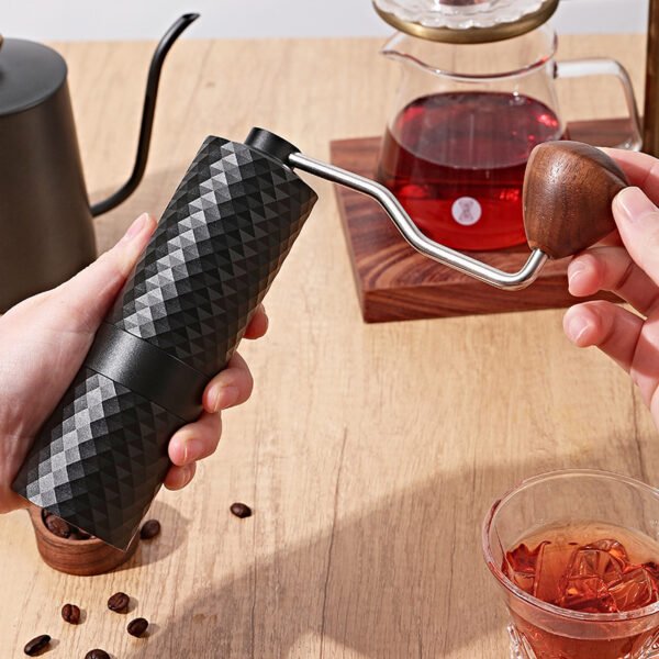 Premium Stainless Steel Portable Manual Coffee Grinders with Grind Settings, Aluminum Body, Ergonomic Wood Knob Handle - Image 6