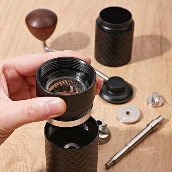 Premium Stainless Steel Portable Manual Coffee Grinders with Grind Settings, Aluminum Body, Ergonomic Wood Knob Handle - Image 8