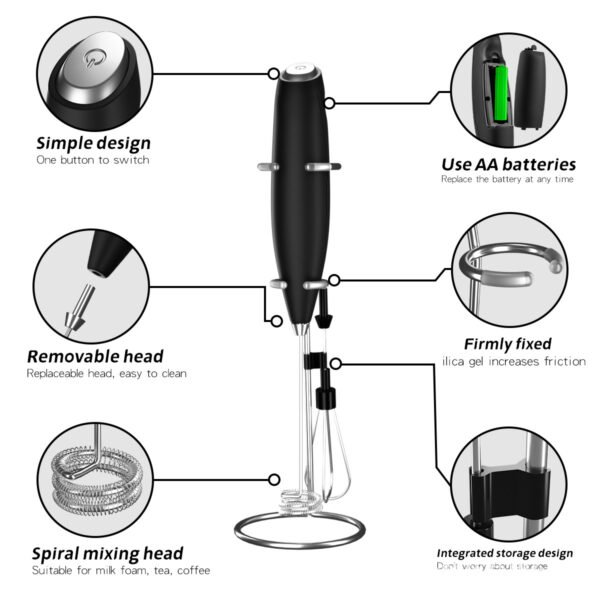 2025 Rechargeable Electric Automatic Milk Foam Hand Milk Frother With Stand Handheld - Image 4