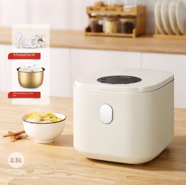 Kitchen 2.5L Rice Cooker Small Portable Mini Creamy White Multipurpose Digital Smart Electric Rice Cooker - Image 3