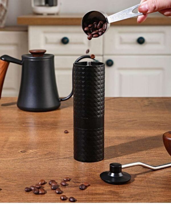 Premium Stainless Steel Portable Manual Coffee Grinders with Grind Settings, Aluminum Body, Ergonomic Wood Knob Handle - Image 5