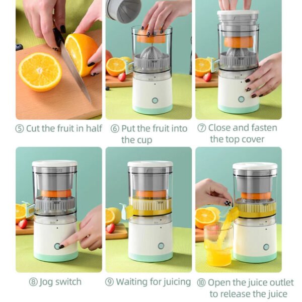 wholesale USB Rechargeable Electric Wireless Portable Home Use Big Mouth Fruit and Vegetable Juicer - Image 7
