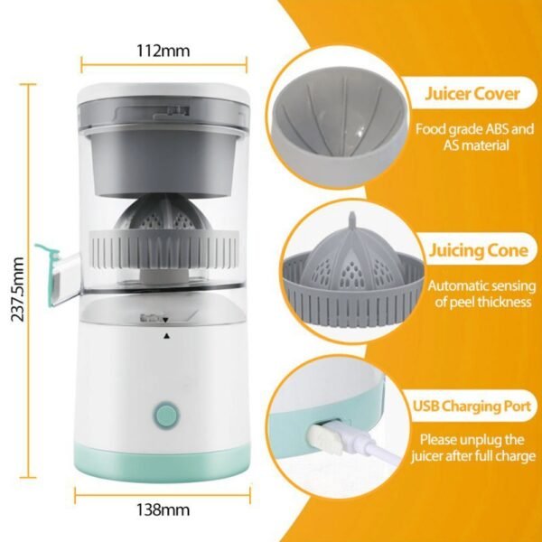 wholesale USB Rechargeable Electric Wireless Portable Home Use Big Mouth Fruit and Vegetable Juicer - Image 6