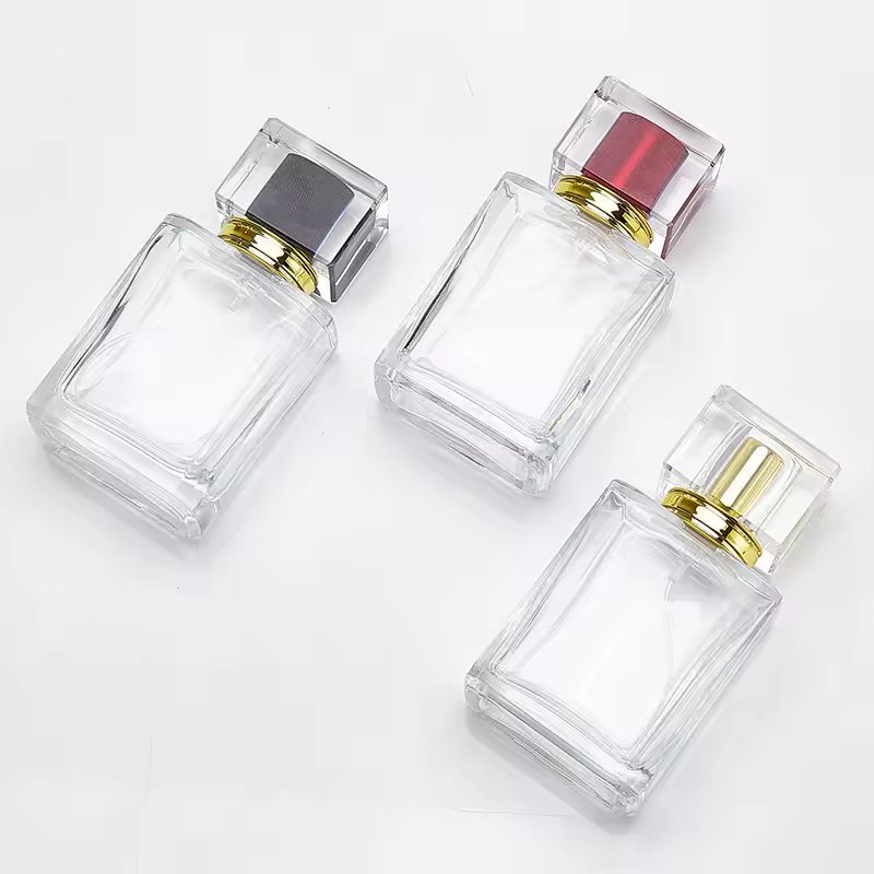 30ml, 50ml, 100ml Refillable Empty Perfume Spray Glass Bottles with Screw Nozzle, Square Perfume Sprayer