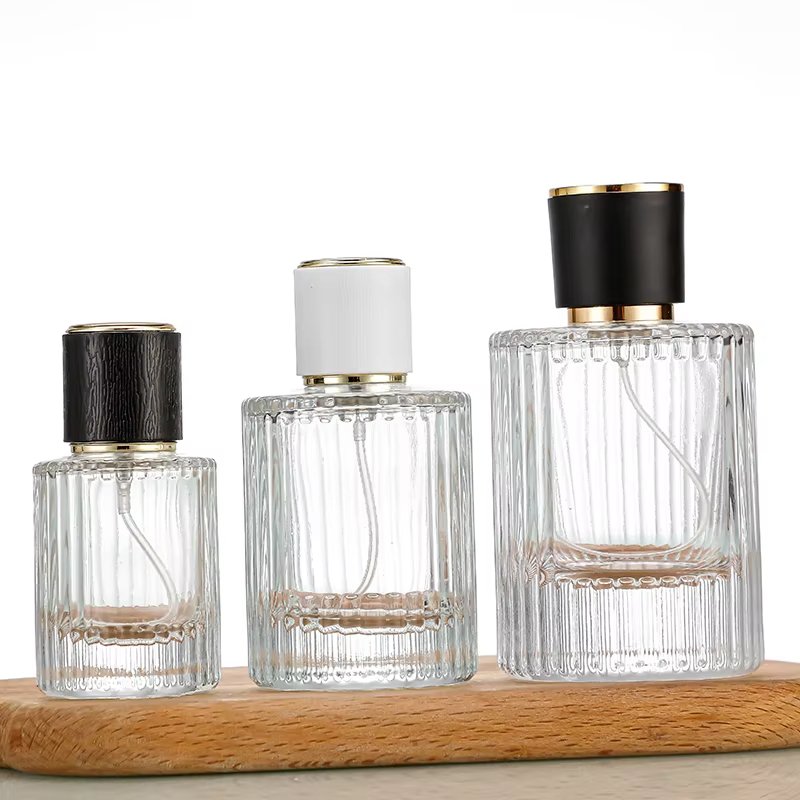 30ml & 50ml clear glass perfume bottles, striped thick-bottomed luxury perfume spray bottles, empty perfume bottles, and customizable logos are available. - Image 6