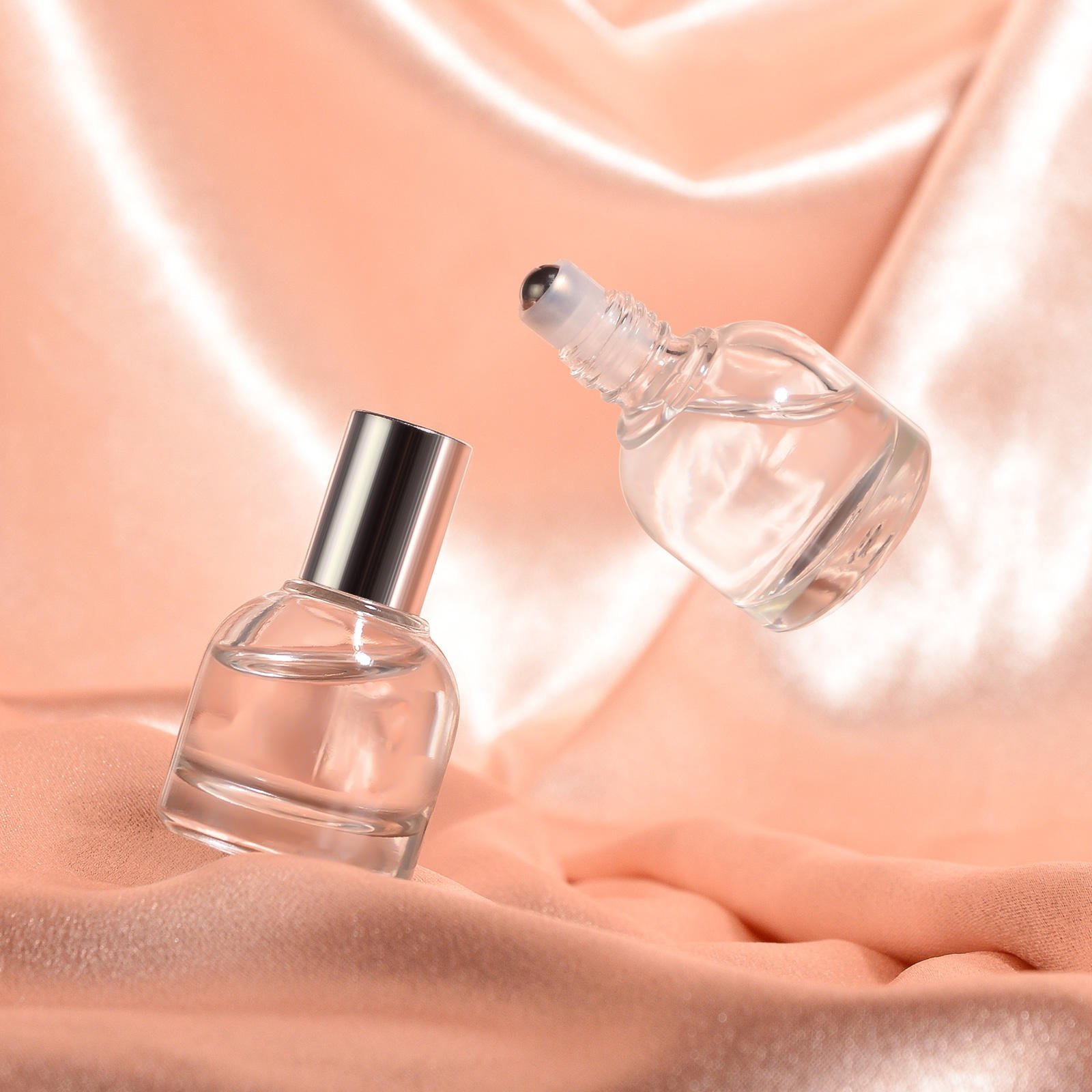 Perfume and Essential Oil Roller Bottle, 10ml Clear Thick Luxury Glass Bottle with Steel Roller