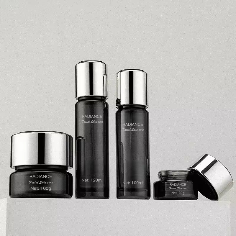 Empty Glass Skincare Mist Glass Bottles 120ml 100ml Green Glass Skin Care Packaging Set for Lotion Cream