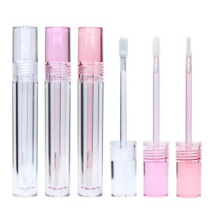 5.5ml Clear Pink Lip Gloss/Liquid Lipstick Tube, Empty Lip Gloss Container with Applicator