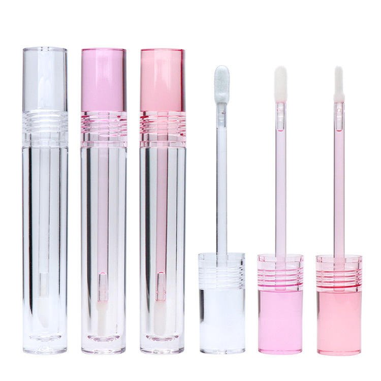 5.5ml Clear Pink Lip Gloss/Liquid Lipstick Tube, Empty Lip Gloss Container with Applicator