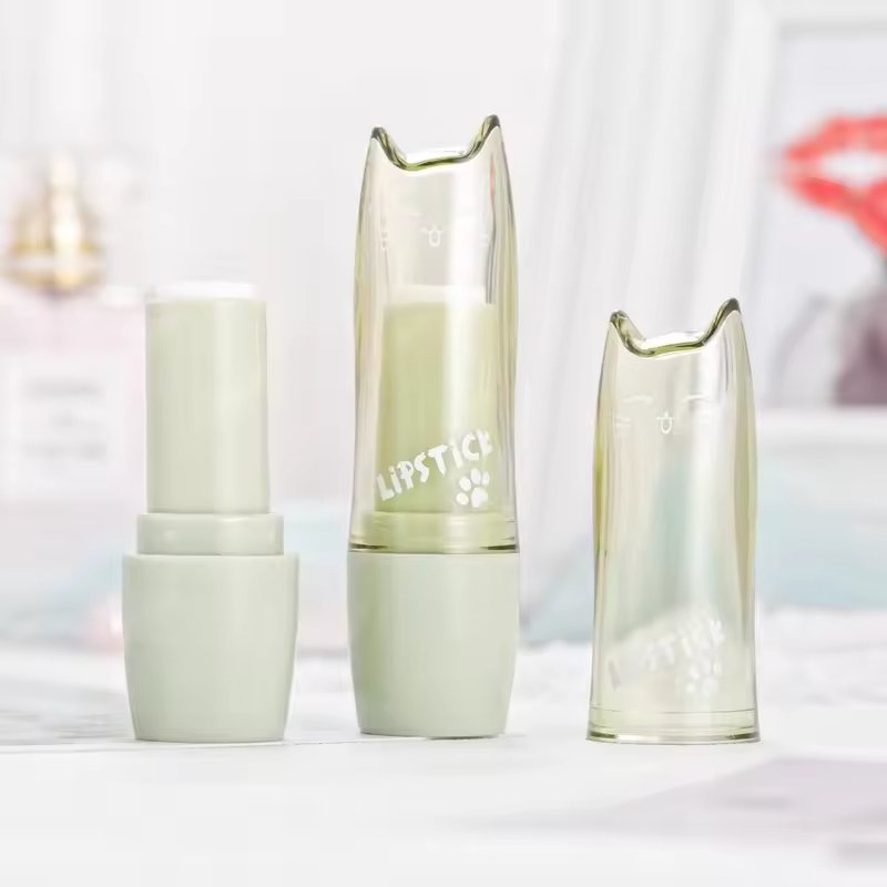 Unique gradient pink and gold lipstick tube with a slanted cap, customizable with printing and a pump cap, perfect for cosmetic lip gloss packaging. - Image 2