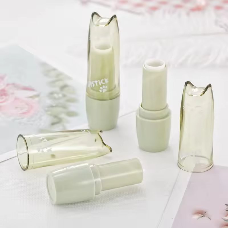 Unique gradient pink and gold lipstick tube with a slanted cap, customizable with printing and a pump cap, perfect for cosmetic lip gloss packaging. - Image 3
