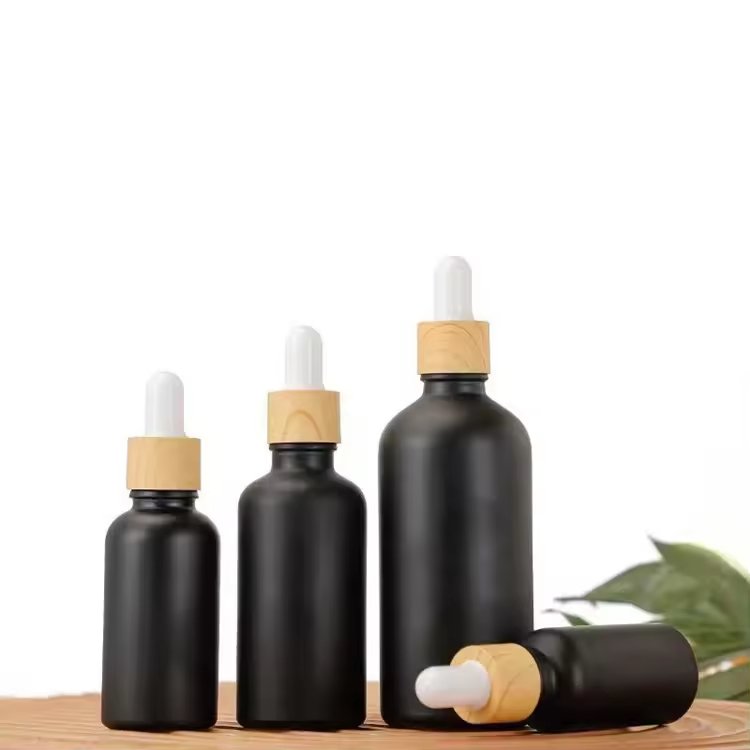 Luxury 5ml, 10ml, 15ml, 20ml, 30ml, 50ml, 100ml Matte Black Screw-Top Glass Bottles with Essential Oil Droppers - Image 5