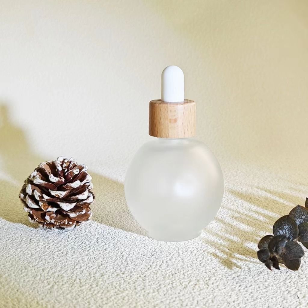 20ml, 30ml, 50ml Cute Round Ball Frosted Glass Dropper Bottle Screen Printed for Essential Oils, Skin Care, Empty Refill Serum - Image 2