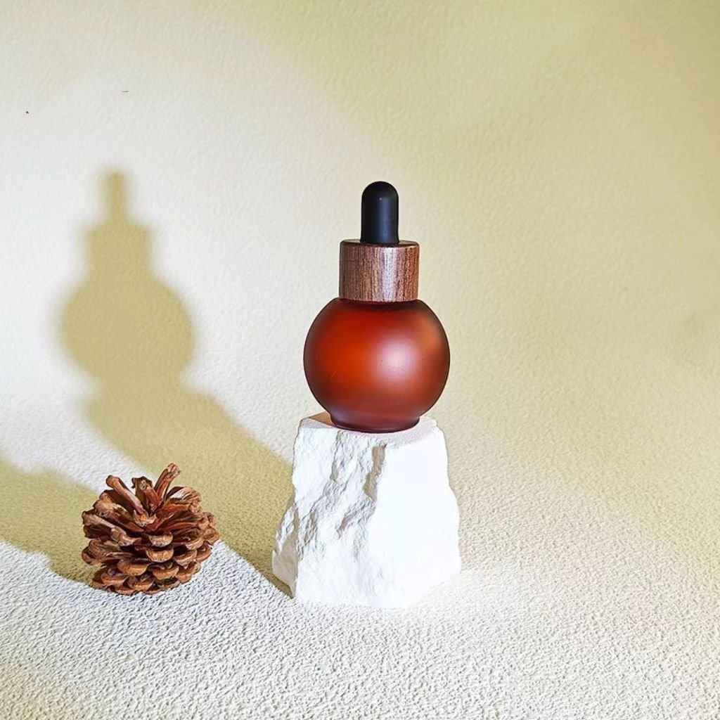 20ml, 30ml, 50ml Cute Round Ball Frosted Glass Dropper Bottle Screen Printed for Essential Oils, Skin Care, Empty Refill Serum - Image 4