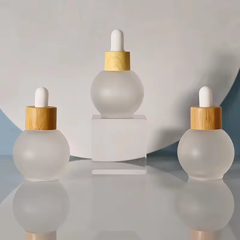 20ml, 30ml, 50ml Cute Round Ball Frosted Glass Dropper Bottle Screen Printed for Essential Oils, Skin Care, Empty Refill Serum - Image 6