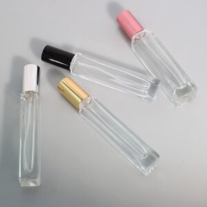 Luxury 10ml Square Thick-Bottomed Fine Mist Perfume Glass Bottle with Press-Sponge Nozzle for Easy Portability